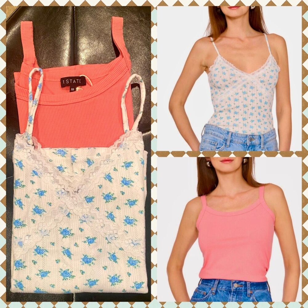 1.State NWT Tank Top Bundle 5pc Cami Pointelle Lace Trim Nordstrom XS - Picture 3 of 3